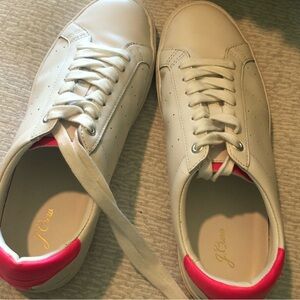 J. Crew Women's White and Pink Sneakers